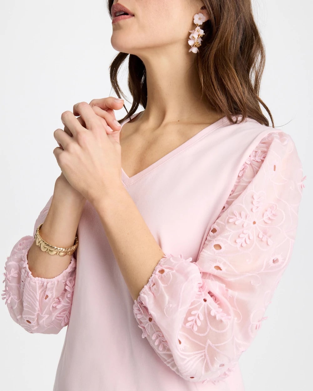 Floral Eyelet Sleeve Tee Sweet Blossom - Chico's