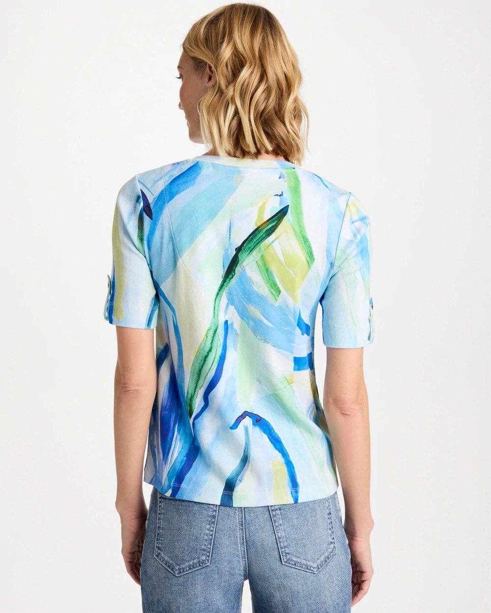 Printed Pima V-Neck Tee Amparo Blue - Chico's