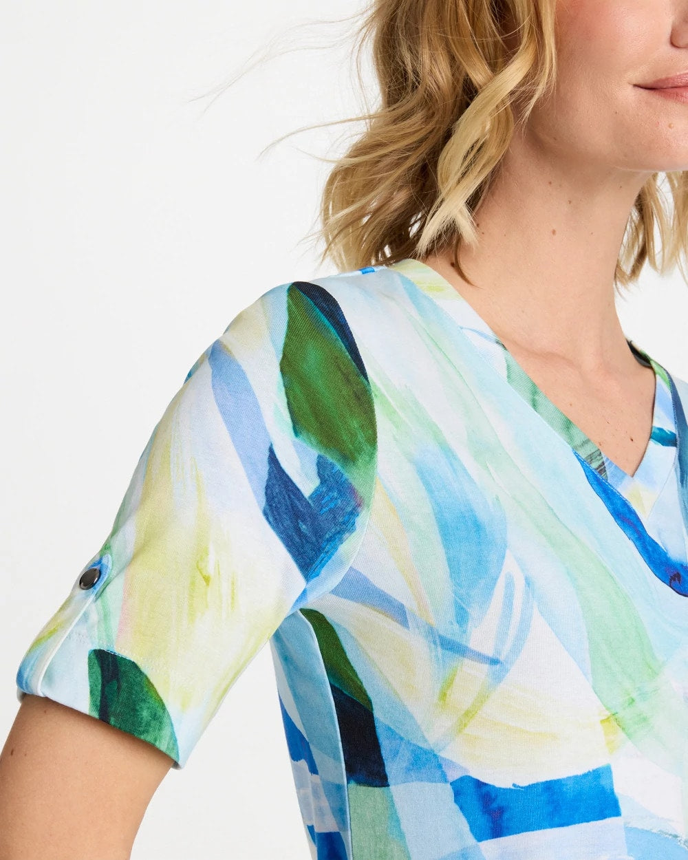 Printed Pima V-Neck Tee Amparo Blue - Chico's