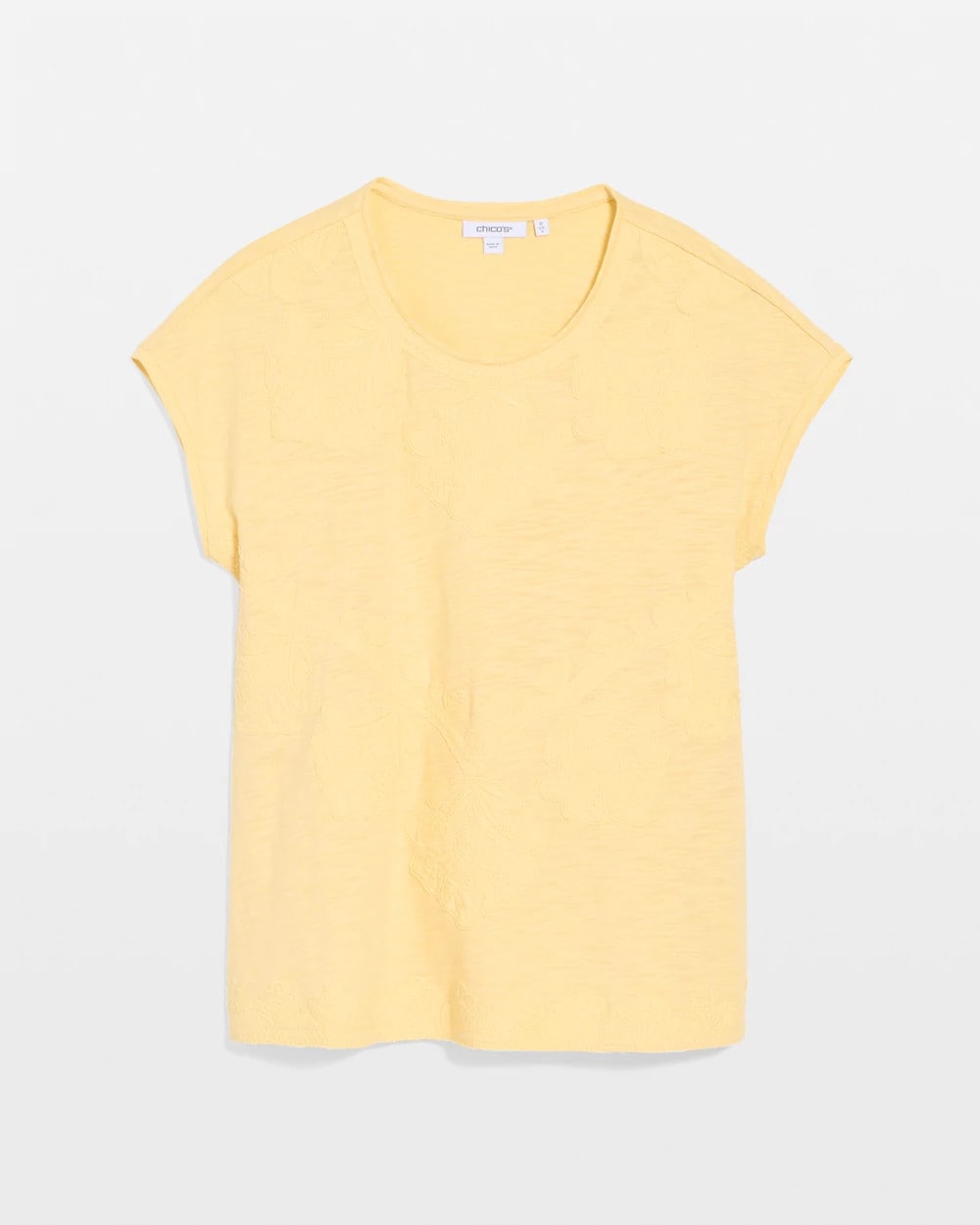 Monochrome Embroidered Cap-Sleeve Tee Golden Haze - Chico's
