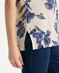 Floral Linen Dolman Tee River Rock - Chico's