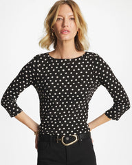 Polka Dot Pima 3/4 Sleeve Tee Black - Chico's