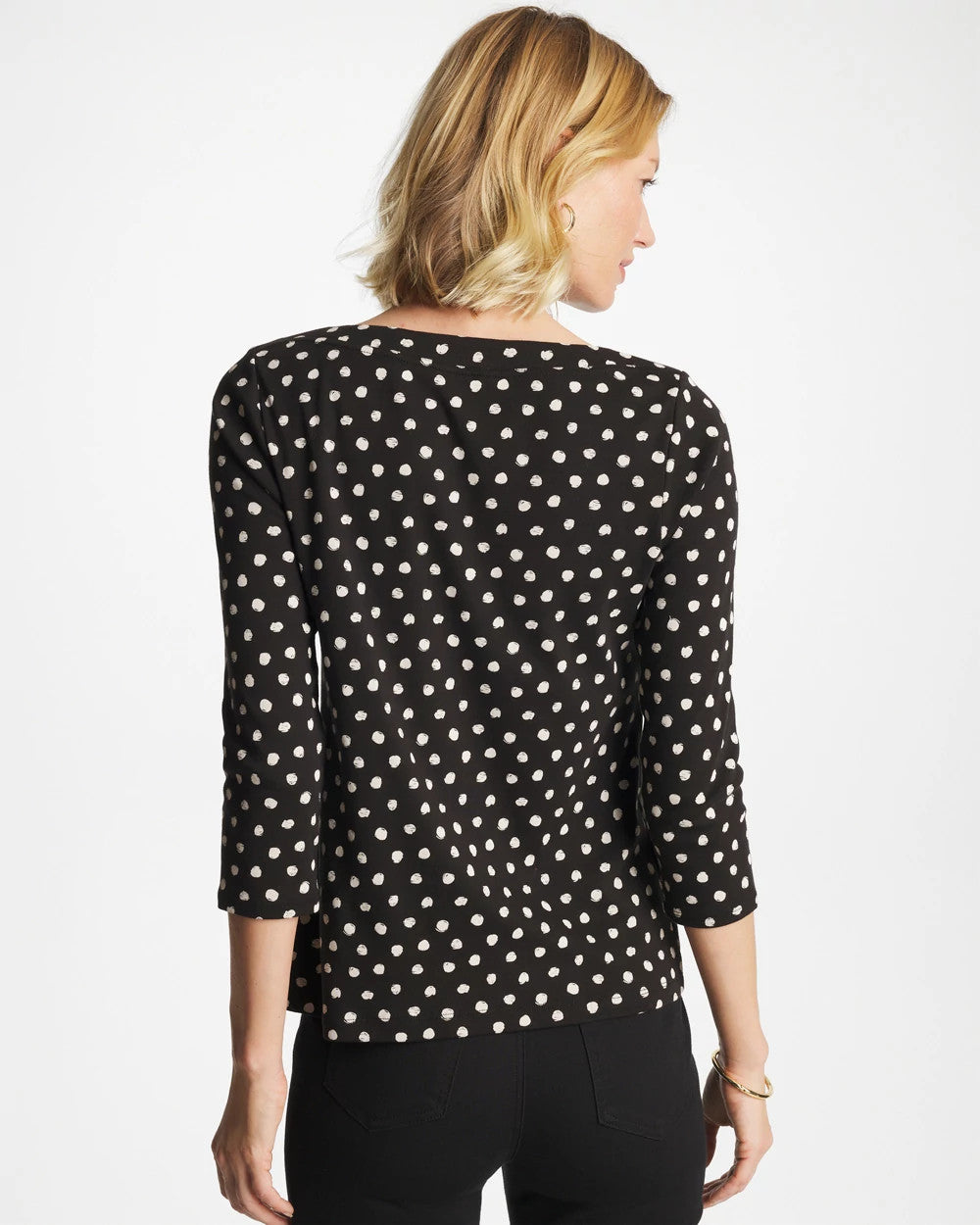 Polka Dot Pima 3/4 Sleeve Tee Black - Chico's