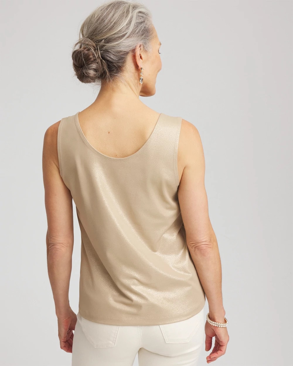 Foiled Microfiber Tank Champagne - Chico's