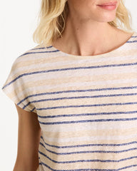 Striped Linen Dolman Tee Passport Blue - Chico's