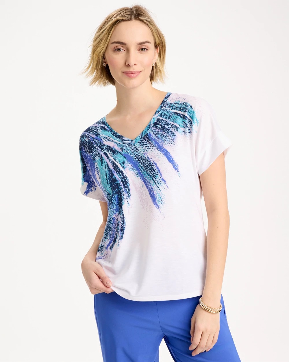 Zenergy® Sicily Splash Drop Shoulder Tee Pale Sweet Pea - Chico's