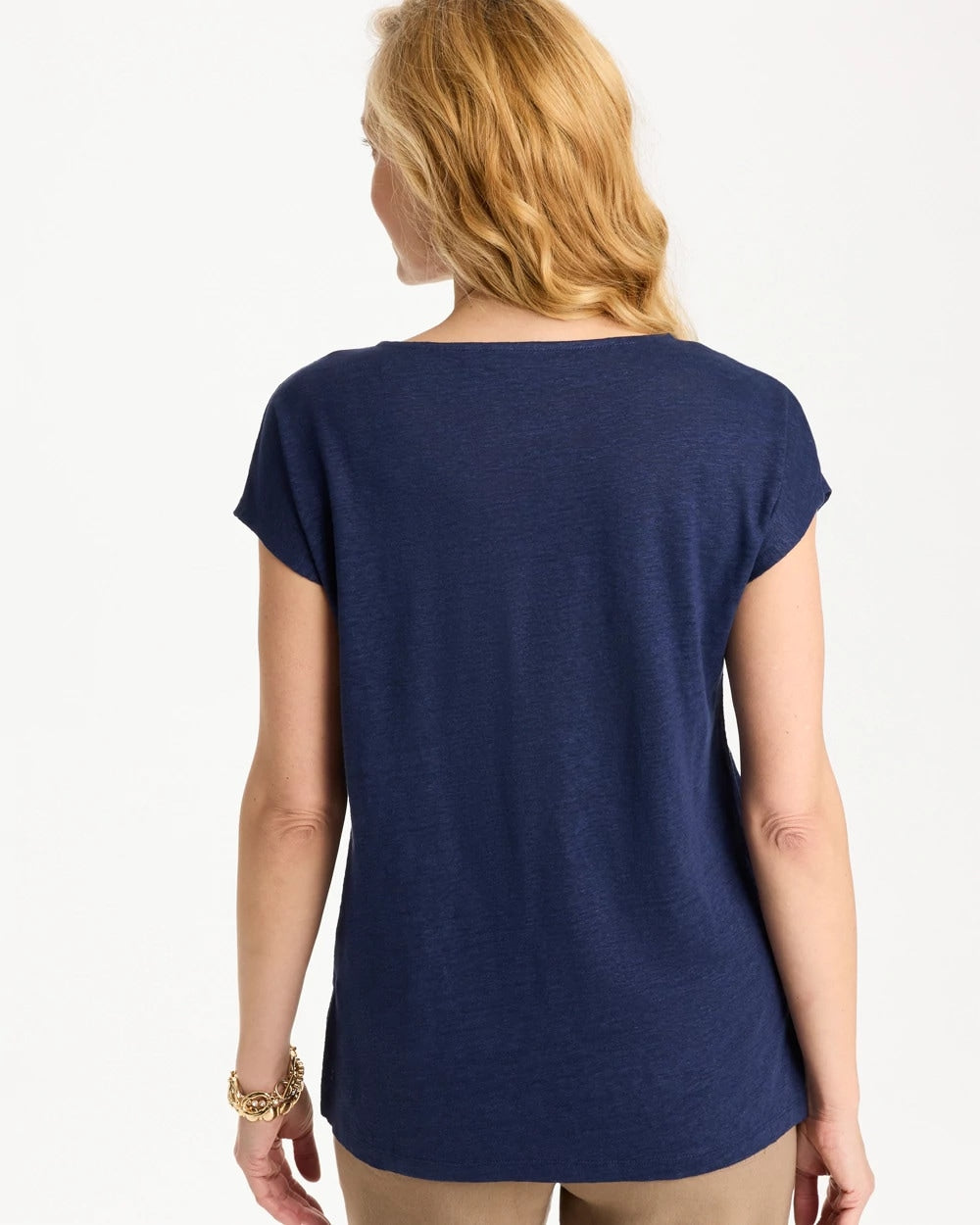 Embroidered Linen Dolman Tee Passport Blue - Chico's