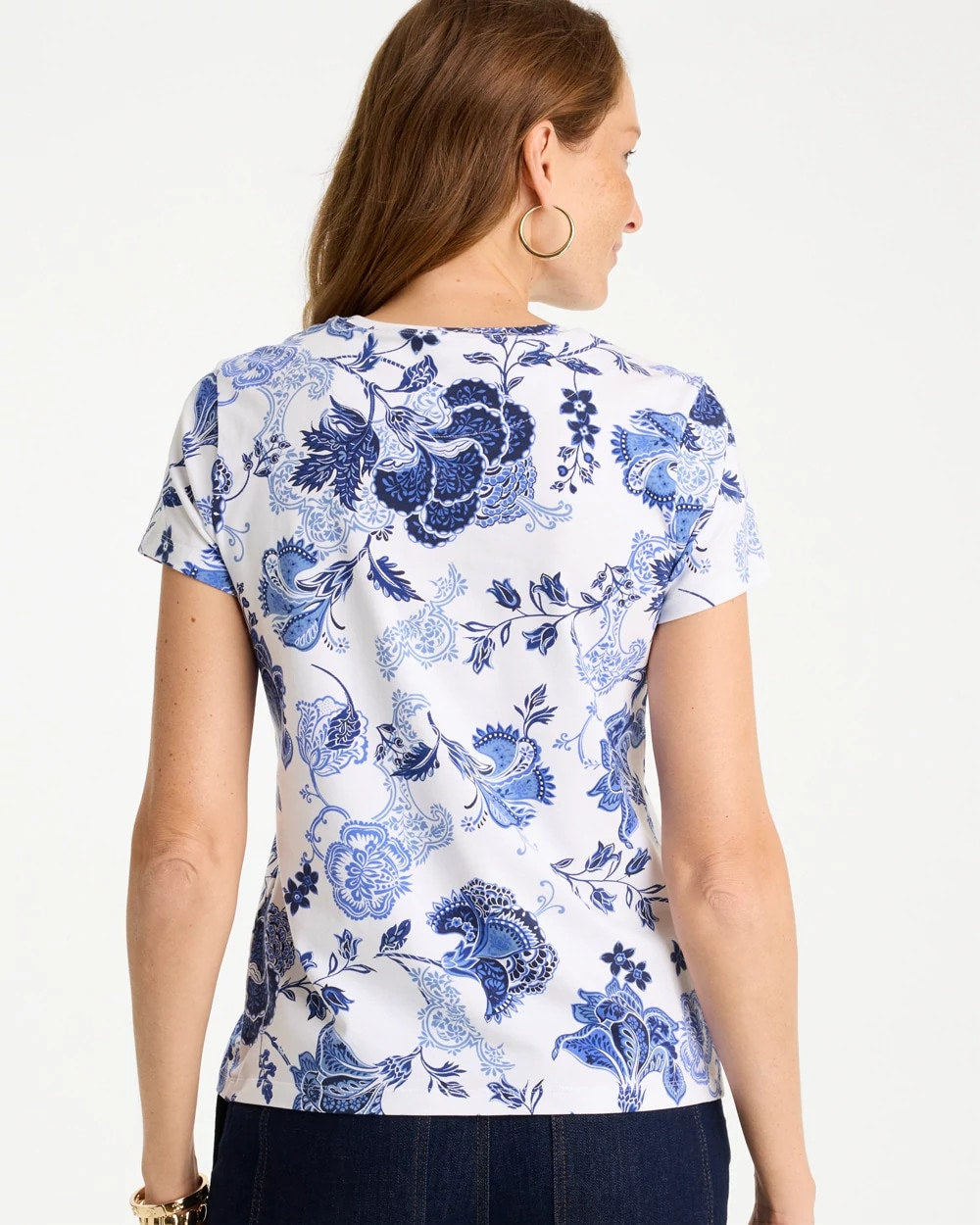 Jolene Cotton Stretch Cap Sleeve Tee Passport Blue - Chico's