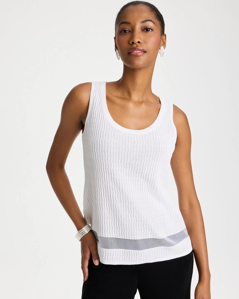Travelers™ Sheer Stripe Tank Travelers Winter Drift - Chico's