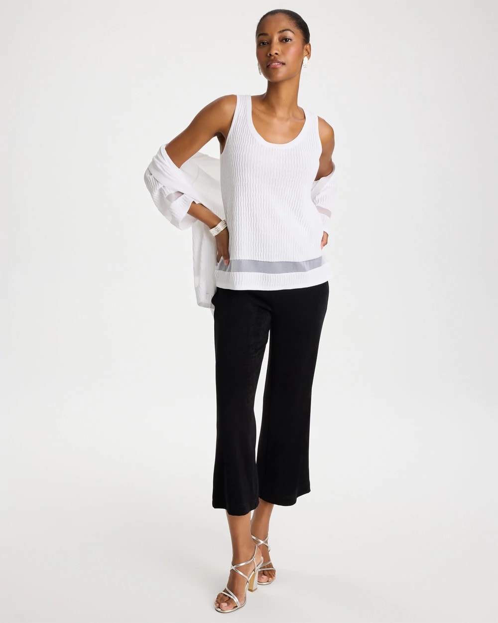 Travelers™ Sheer Stripe Tank Travelers Winter Drift - Chico's