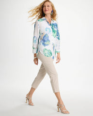 No Iron™ Printed Linen Shirt Passport Blue - Chico's