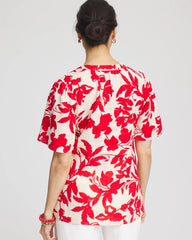 Floral Linen Popover Shirt Red Glow - Chico's