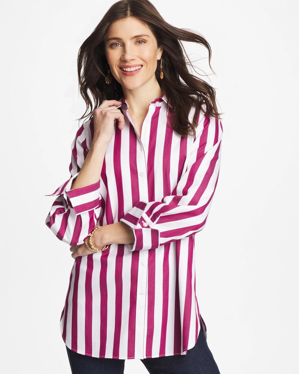 No Iron™ Stretch Striped Shirt Gladiolus - Chico's