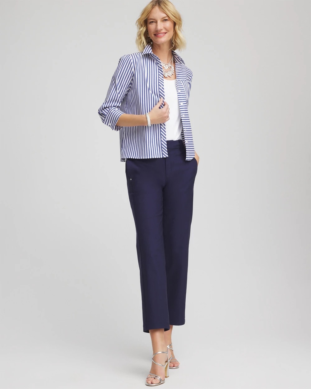 Stripe Mixing Poplin Shirt Hidden Sapphire - Chico's