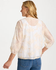 Embroidered Tassel Tie-Front Top Alabaster - Chico's