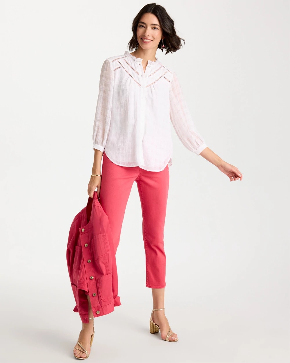 Cutwork Trim Chiffon Blouse Alabaster - Chico's