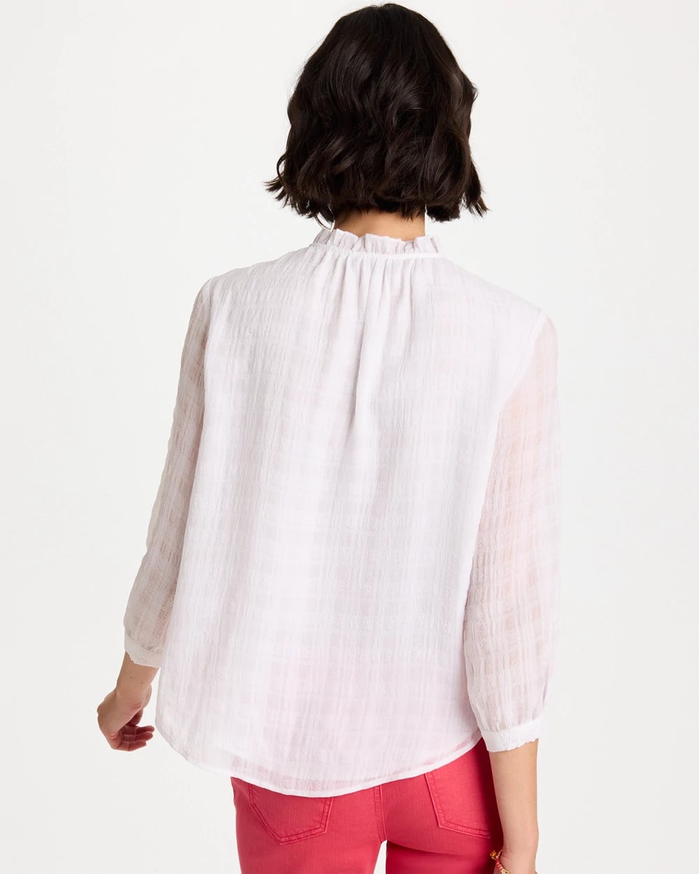 Cutwork Trim Chiffon Blouse Alabaster - Chico's