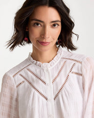 Cutwork Trim Chiffon Blouse Alabaster - Chico's