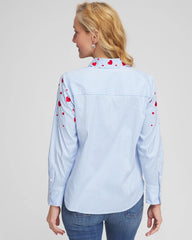 V-Day Striped Poplin Shirt Tidal Blue - Chico's