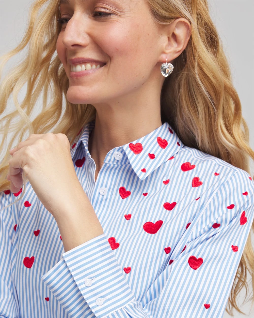 V-Day Striped Poplin Shirt Tidal Blue - Chico's