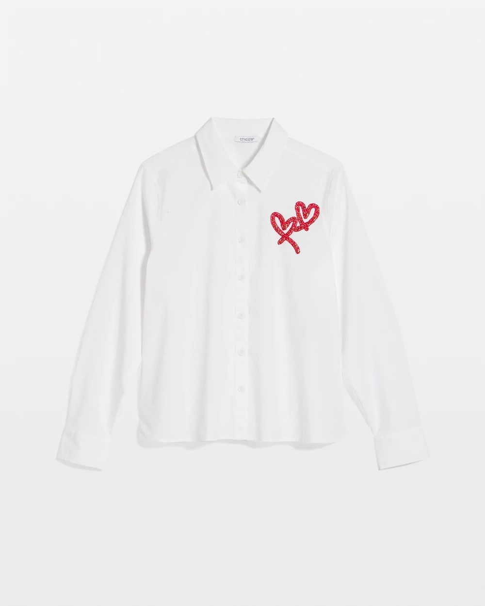 Crystal Heart Poplin Shirt Alabaster - Chico's