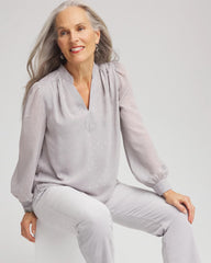 Georgette Clip Dot Blouse Dove Gray - Chico's