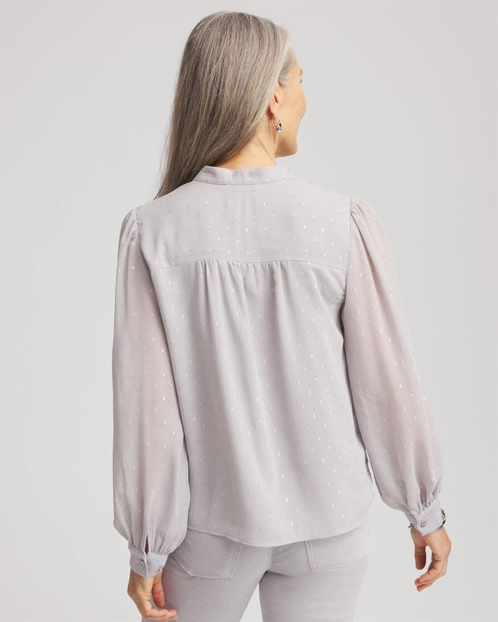 Georgette Clip Dot Blouse Dove Gray - Chico's