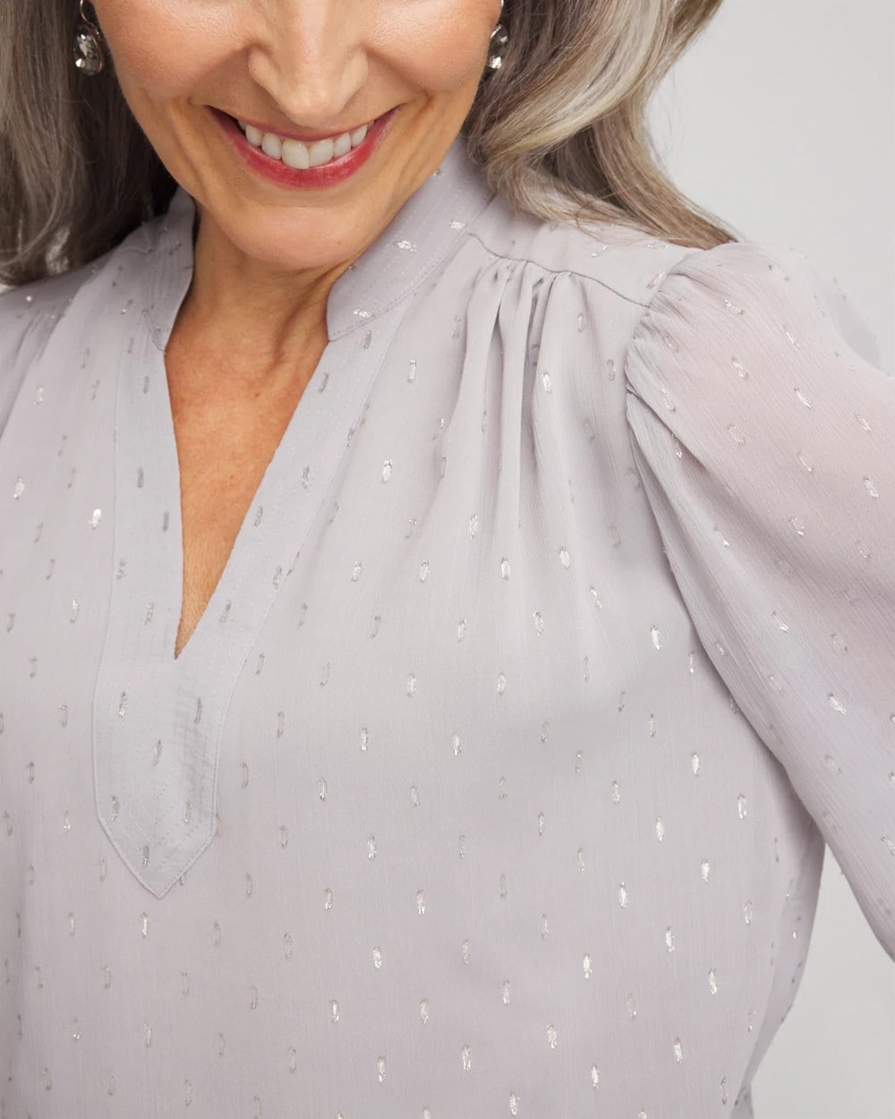 Georgette Clip Dot Blouse Dove Gray - Chico's