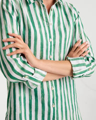 No Iron™ Striped Linen Tunic Hunter Green - Chico's