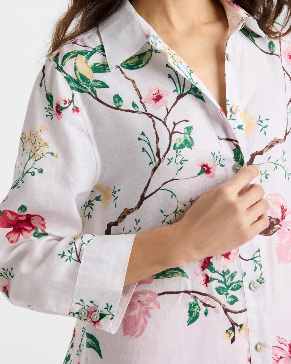 No Iron™ Kyoto Bloom Linen Shirt Hot Honeysuckle - Chico's