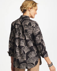 No Iron™ Stretch Ginkgo Glory Shirt Black - Chico's