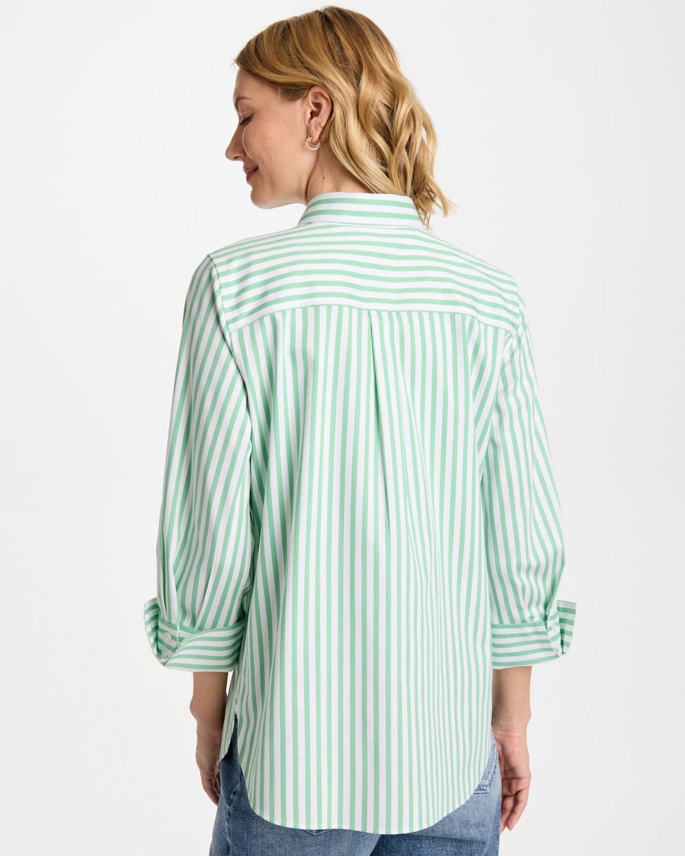 No Iron™ Striped Stretch Shirt Peppermint Green - Chico's