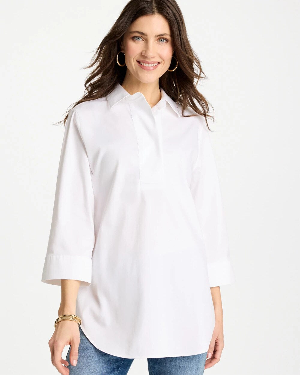 No Iron™ Stretch Popover Tunic Optic White - Chico's