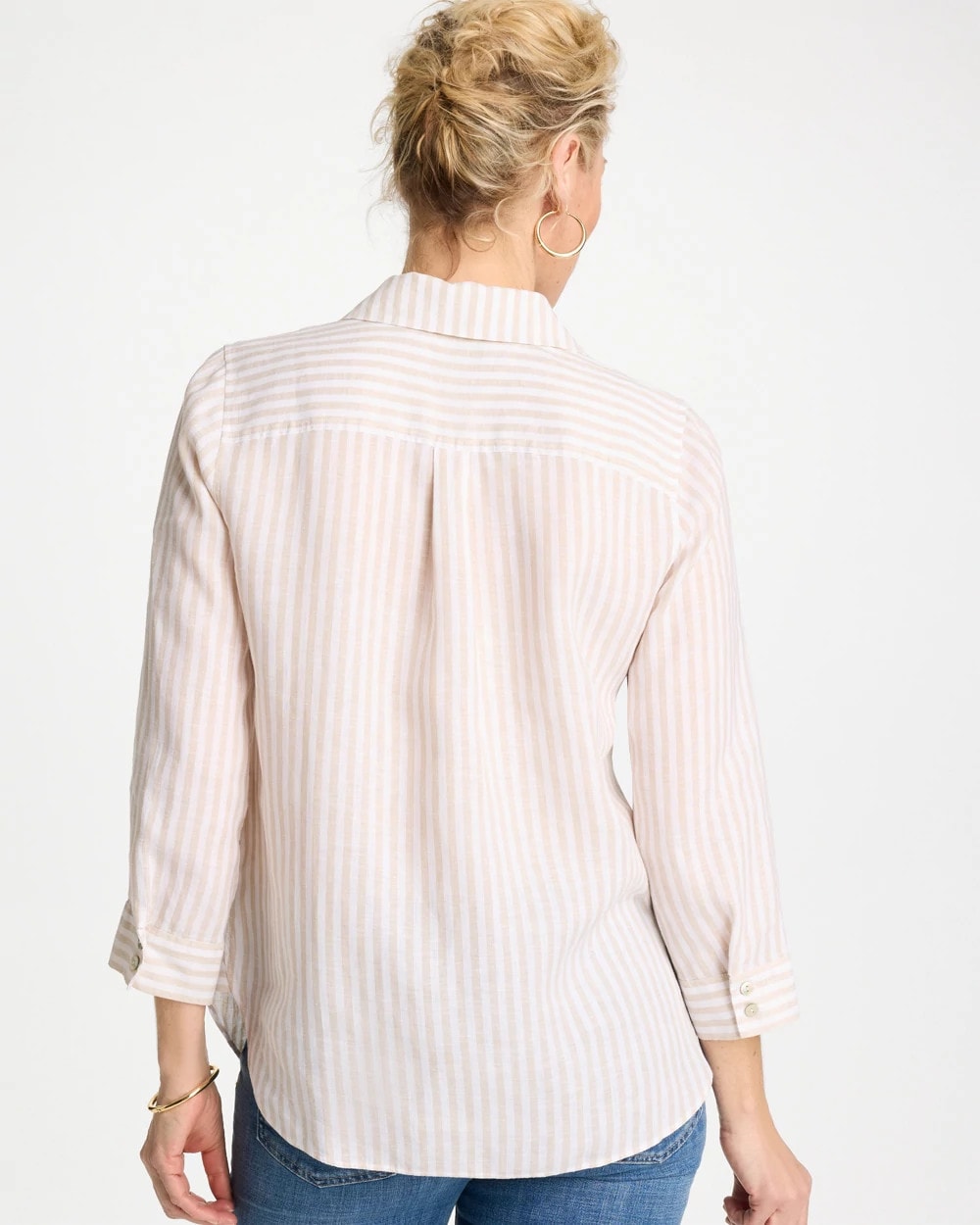 No Iron™ Striped Linen Shirt Oatmeal - Chico's