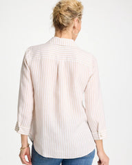 No Iron™ Striped Linen Shirt Oatmeal - Chico's