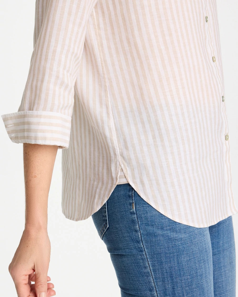 No Iron™ Striped Linen Shirt Oatmeal - Chico's