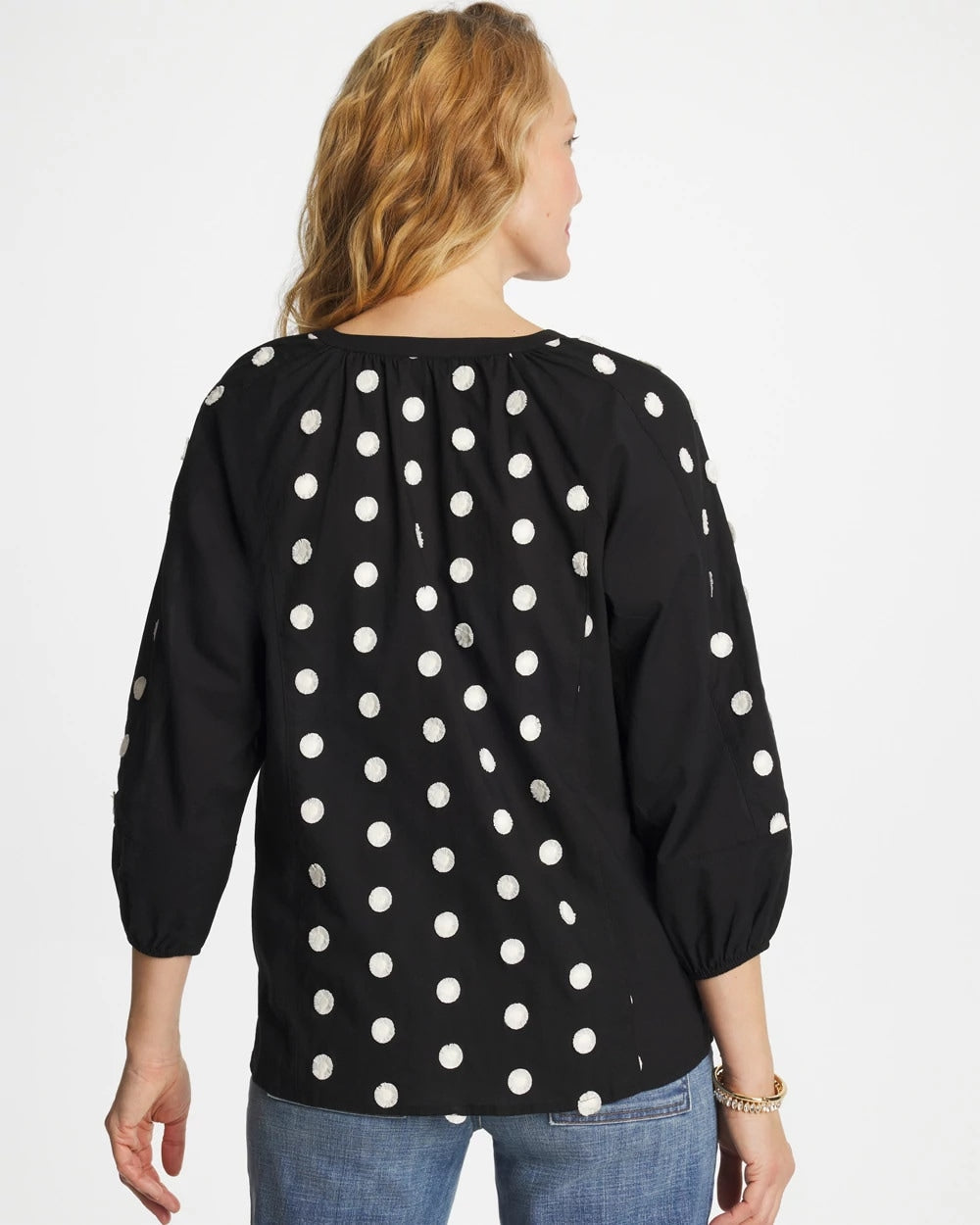 Textured Polka Dot Blouse Black - Chico's
