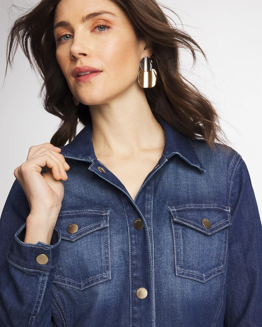 Button Down Denim Topper Rome Indigo - Chico's