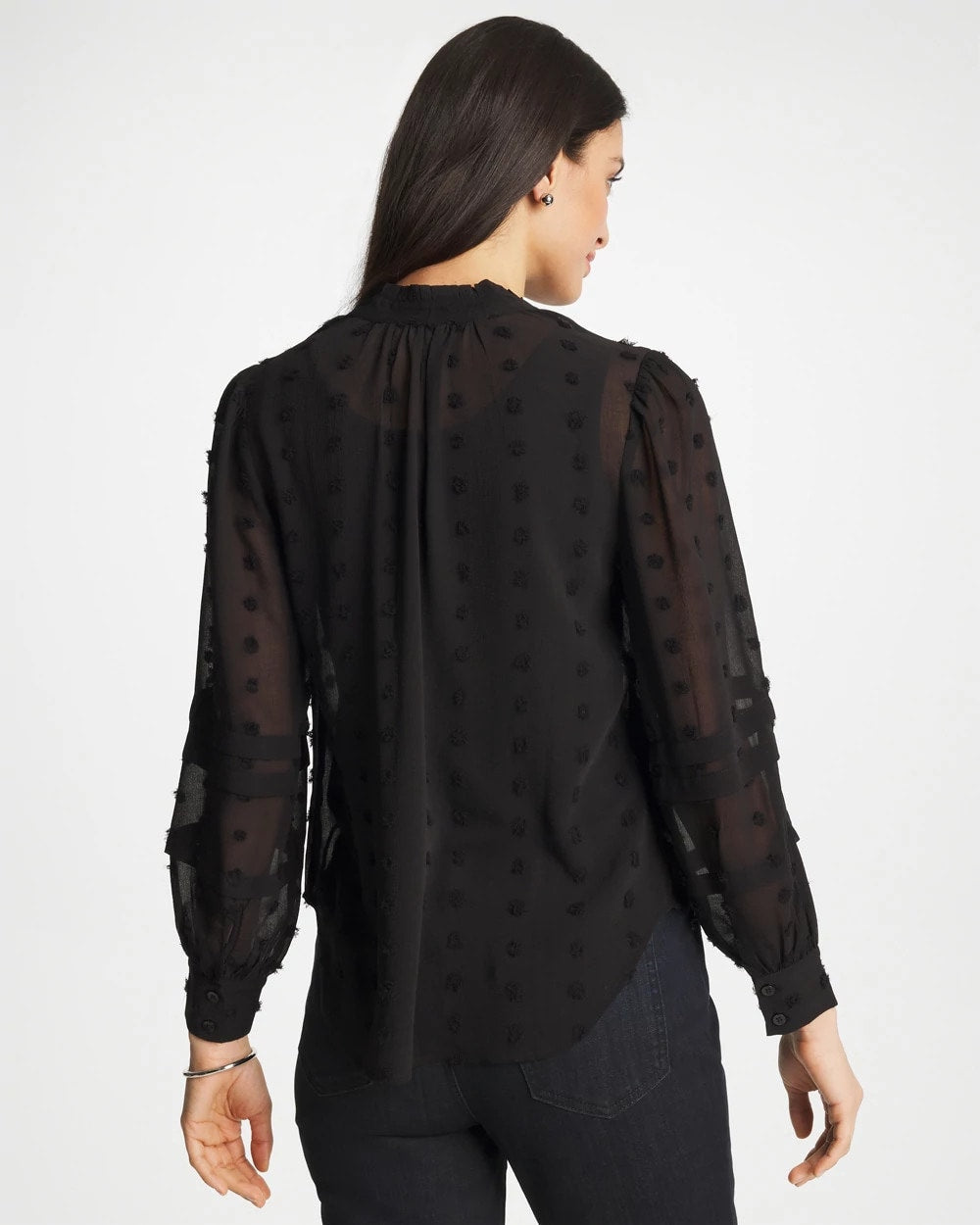 3D Dot Jacquard Chiffon Blouse Black - Chico's
