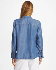 Tencel Ruffle Front Shirt Bailey Indigo - Chico's