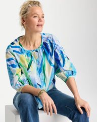Printed Tie-Front Top Amparo Blue - Chico's