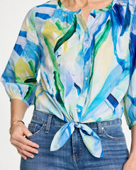 Printed Tie-Front Top Amparo Blue - Chico's