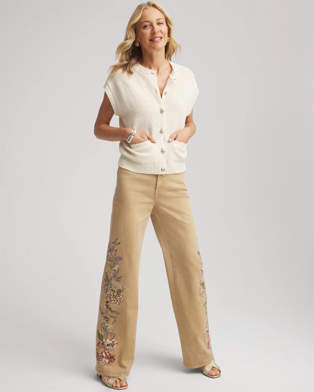 Button-Up Sweater Vest Gold - Chico's