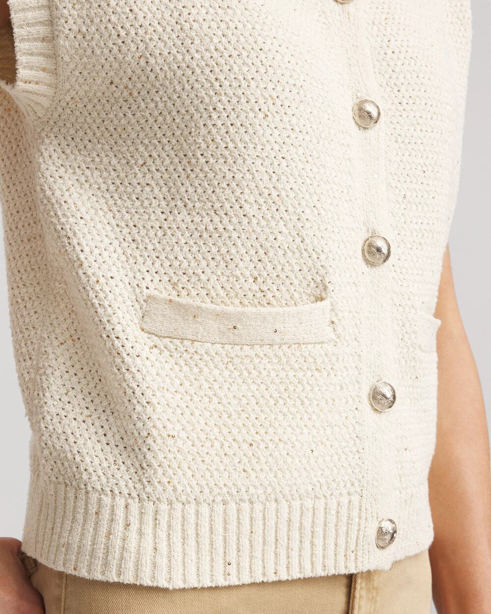 Button-Up Sweater Vest Gold - Chico's