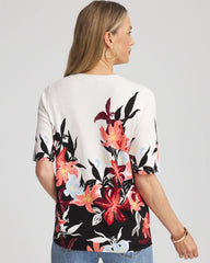 Floral Print Crewneck Sweater Ecru - Chico's