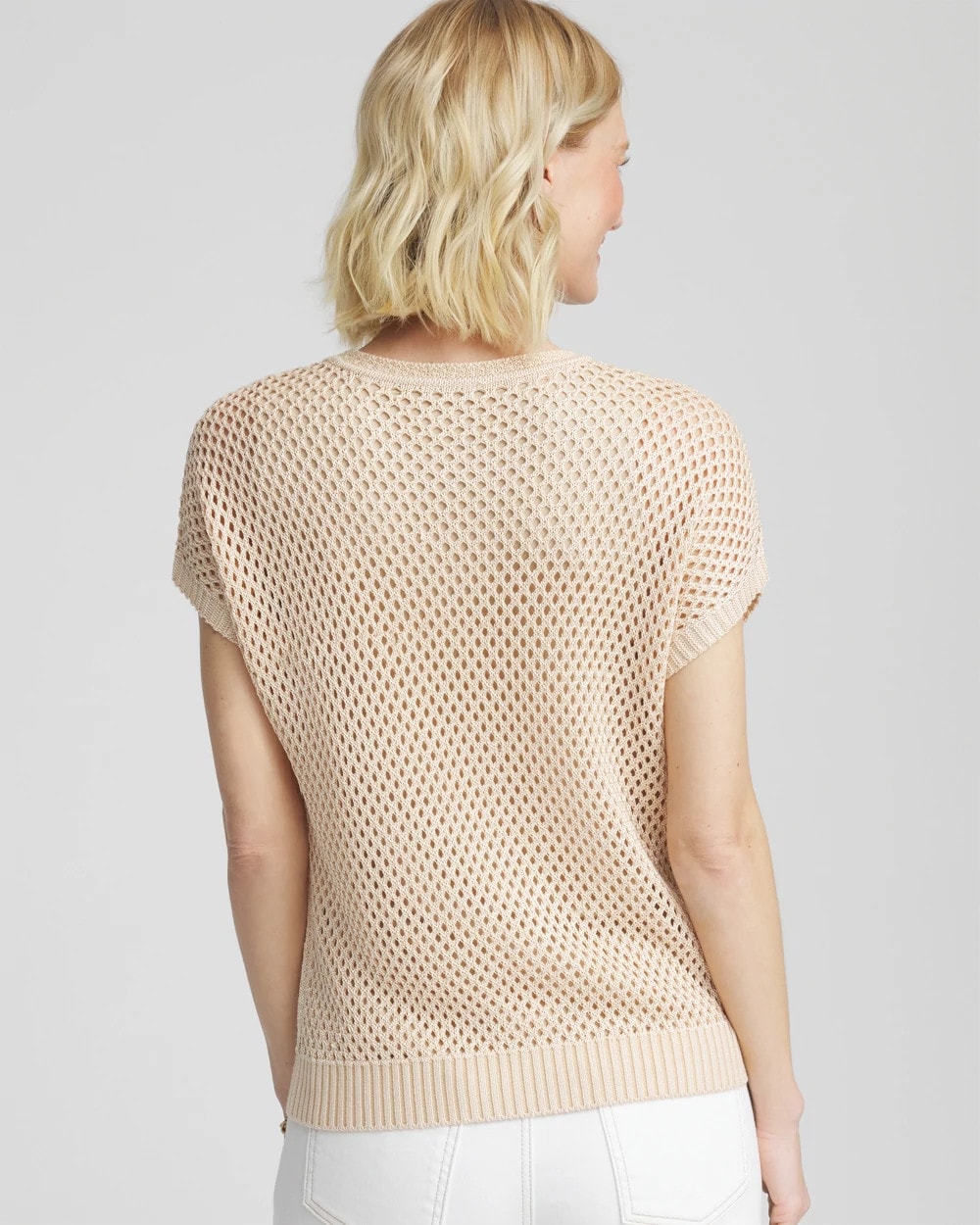 Embroidered Pointelle Pull-Over Glistening Sand - Chico's