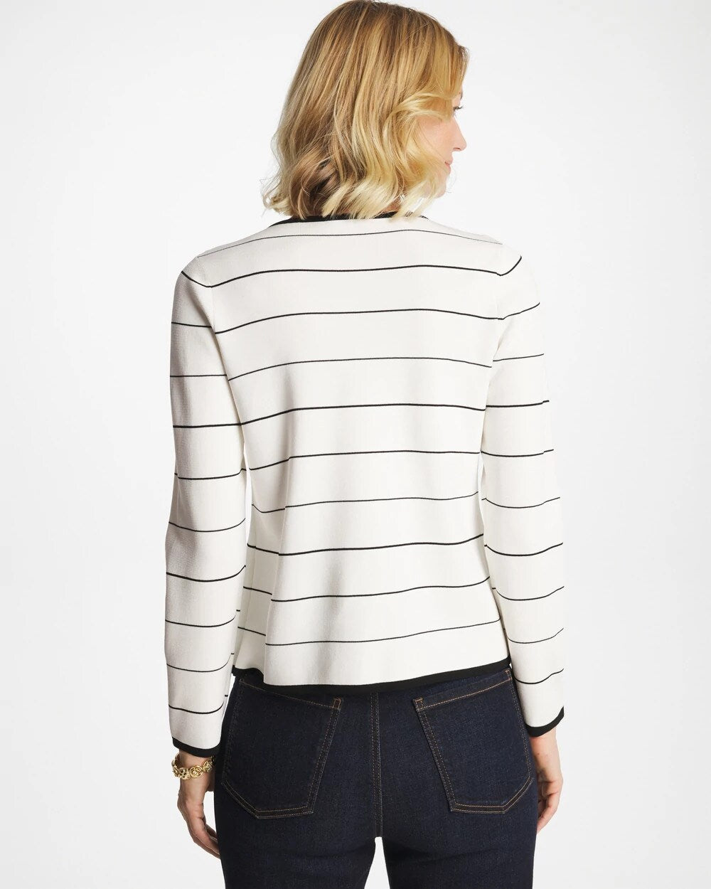 Contrast Tipped Sweater Blazer Ecru - Chico's