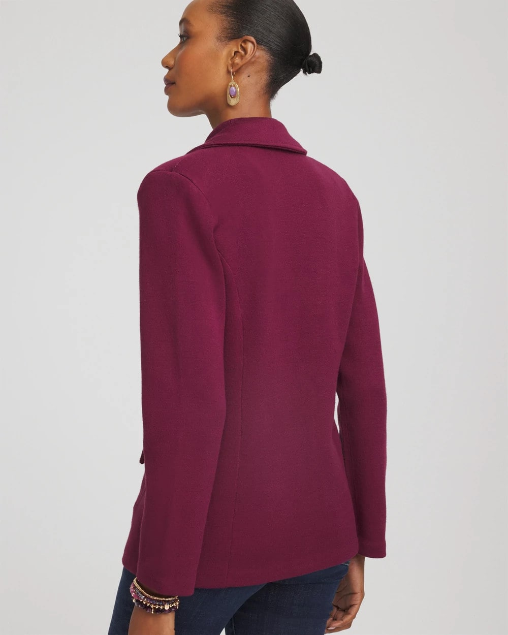Single-Breasted Sweater Blazer Deep Chianti - Chico's