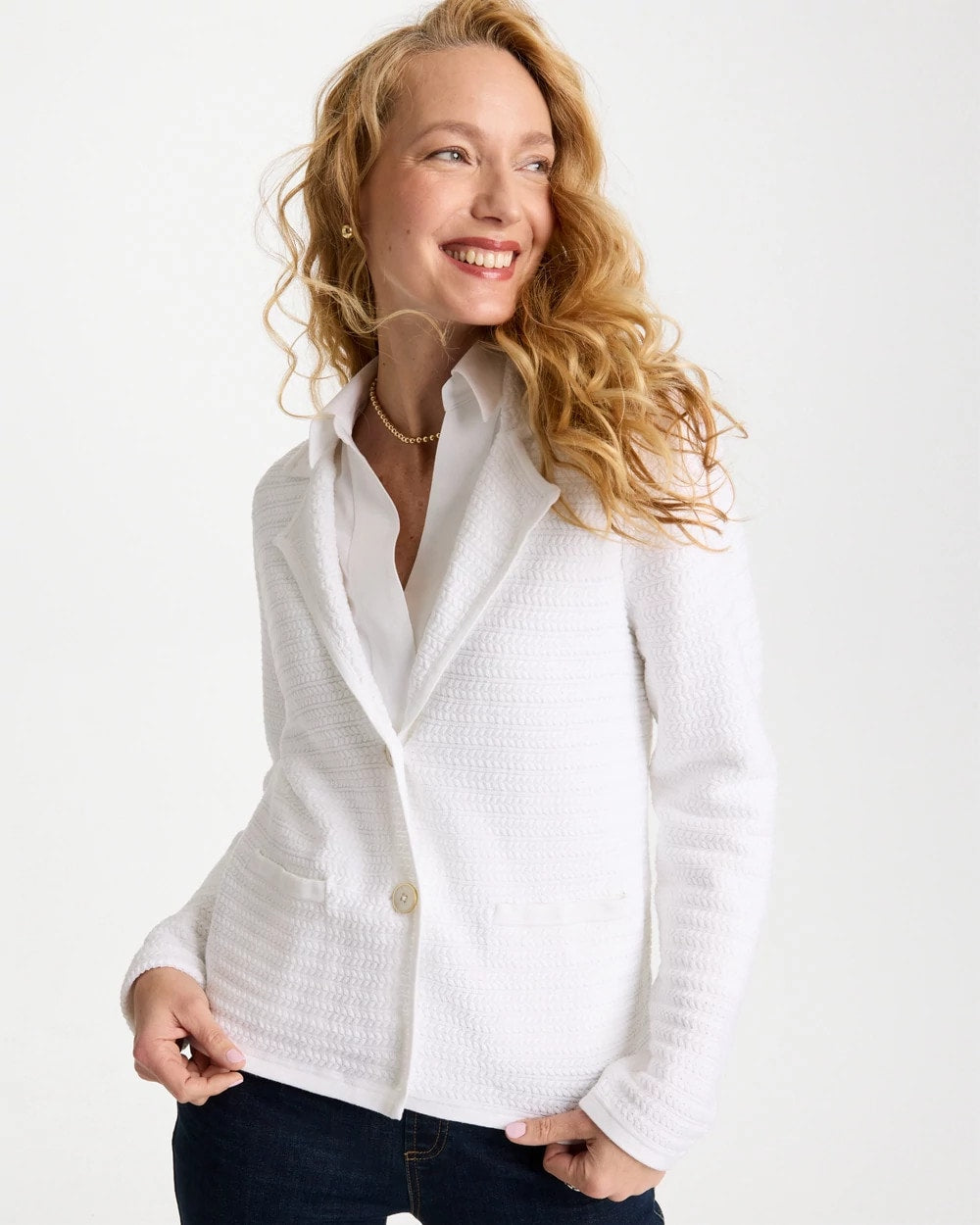 Textured Stitch Detail Cardigan Alabaster - Chico's