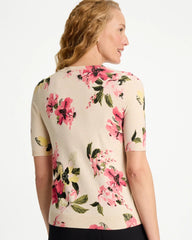 Ella Crewneck Floral Pullover Sweater Hot Honeysuckle - Chico's